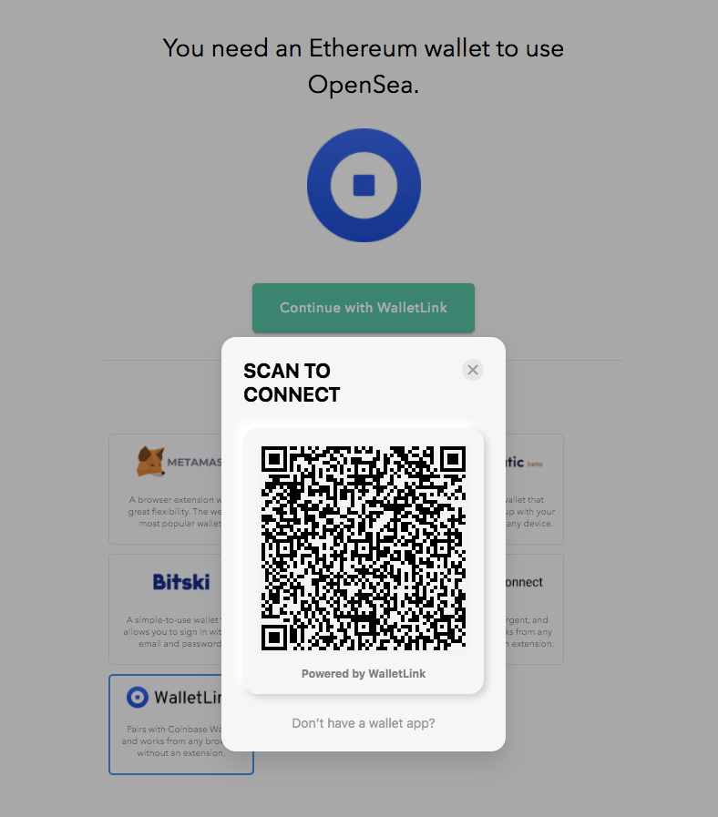 opensea's tweet photo. We just added WalletLink support to OpenSea, so you can seamlessly link your @CoinbaseWallet from any desktop browser to trade your favorite digital assets! https://t.co/iAZAiDmkxs