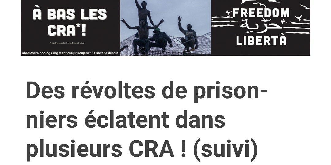 l_envolee's tweet photo. Y a du baston dans les prisons pour étrangers. Suivi ici, des nouvelles des luttes dans toute la France : https://t.co/fTfEP5XmYP 
cc @bas_cra

https://t.co/QqJtD4hEJK https://t.co/59SvgUKaun