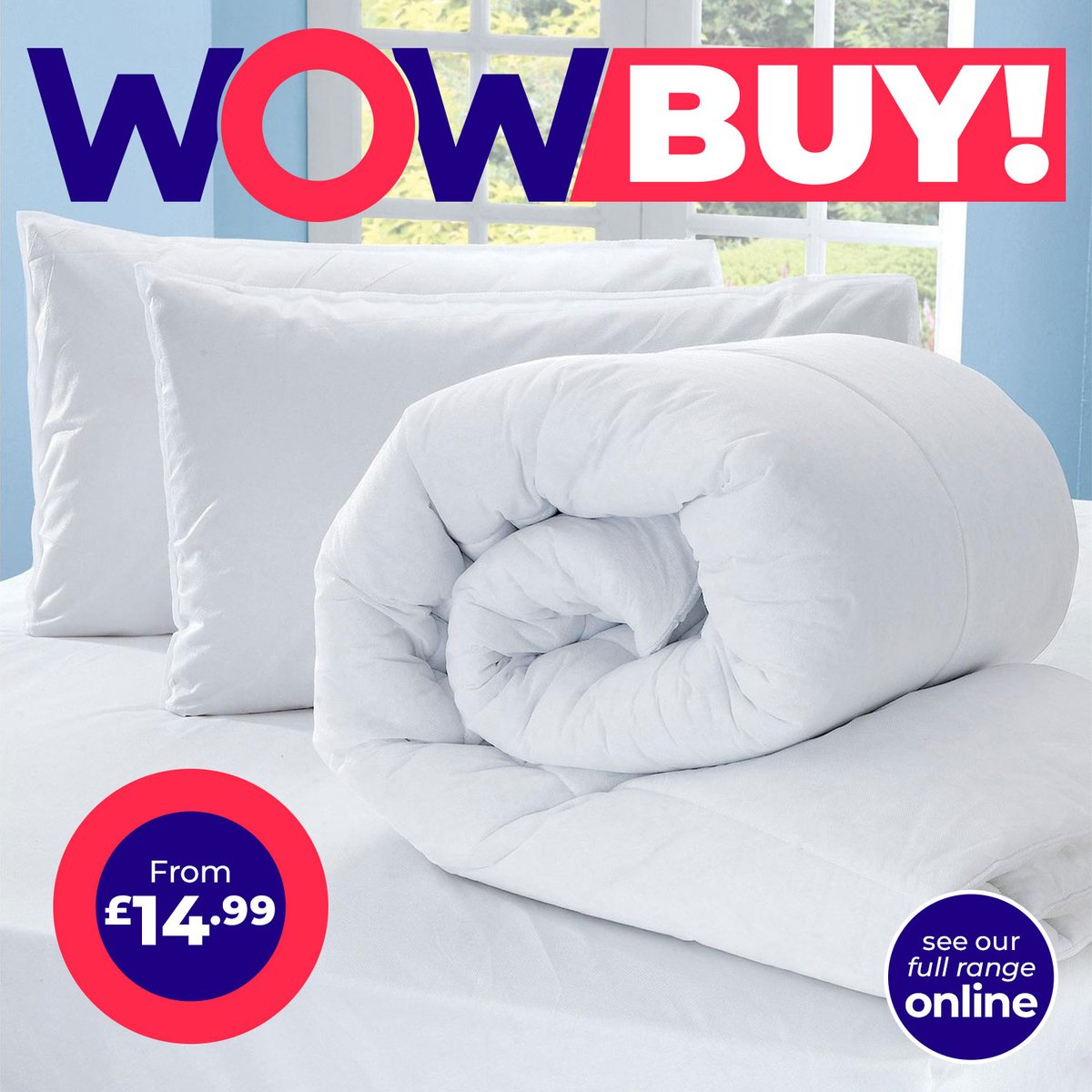 studio_co_uk's tweet photo. WOW BUY! Sleep in comfort with this bumper bed set consisting of a duvet cover, mattress protector and pillow(s) from ONLY £14.99 #WOWBUY #WeDoWOW #WOWForLess #BumperBedSet #Duvet #Bedding https://t.co/H3StZ0jmJg https://t.co/cYlTIpMcM3