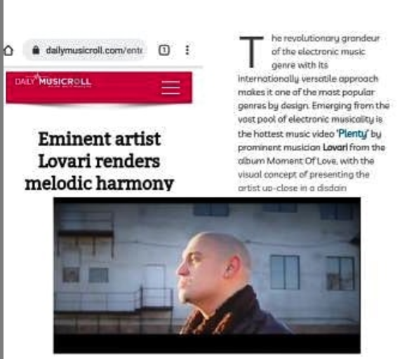 Lovari's tweet photo. The @DailyMuzicRoll review of my #new #music #video #Plenty, a @SarahMcLachlan remake. - #Lovari #MusicMonday #DailyMusicRoll #Plenty #SarahMcLachlan #MomentOfLove https://t.co/7lQ8QWxRUd