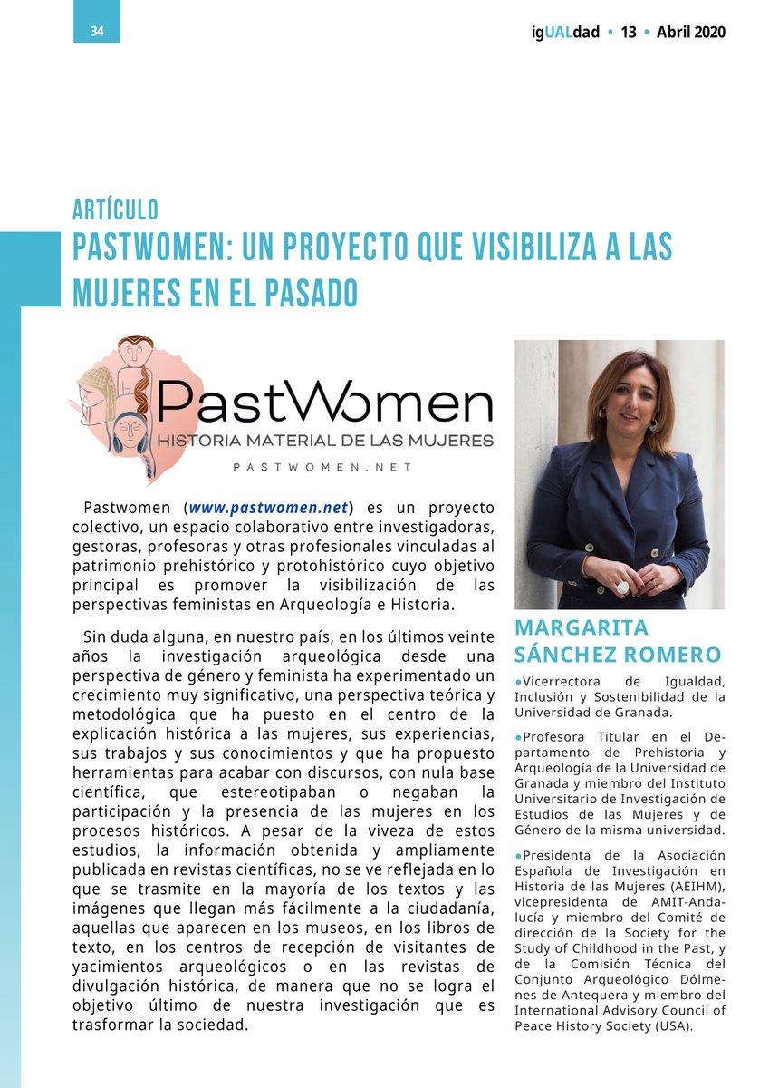 ArqueoInquieta's tweet photo. Esta es la reseña de @past_women que acaba de publicarse en la revista de la @UALigualdad, gracias a la vicerrectora @m_mramirez por hacernos un hueco en sus páginas https://t.co/QcqwZjfdLn