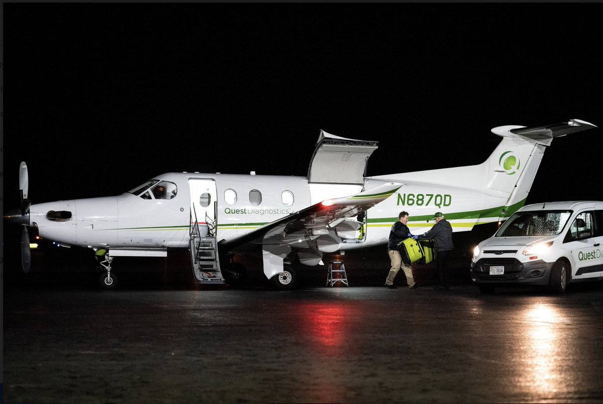 22. My colleague  @erinschaff waited for the samples in Virginia. I told her to be there by 3 am. She waited & waited, as heavy rain lashed the airport. Finally 1.5 hours late, the plane landed, its insides full of test tubes. For the third time in 24h, the samples got in a van