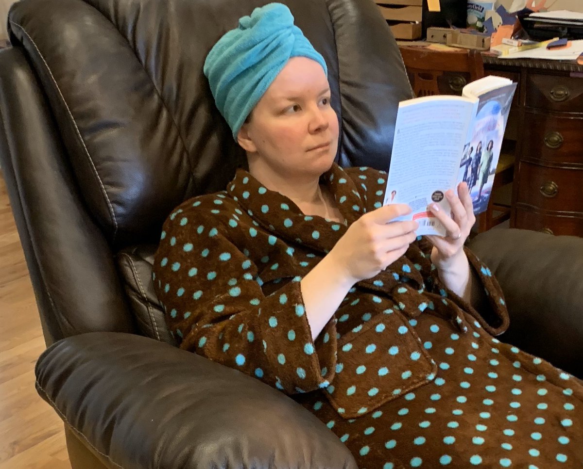 PhysicsMurphy's tweet photo. I misunderstood the assignment... “working” in PJs, “reading” in PJs, I guess I was having too much fun. HIDDEN FIGURES is a good book and movie about the space program! Btw today is the 50th anniversary of #Apollo13 #ghsworks https://t.co/J5g6zsWhMA