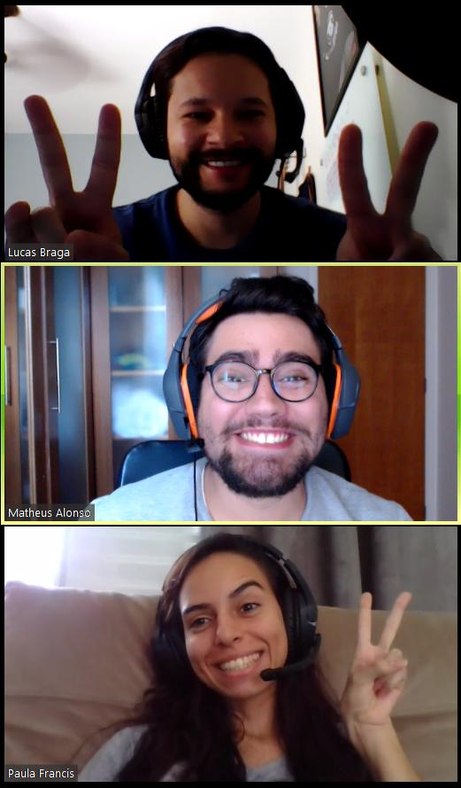 BenchmarkEmail's tweet photo. Our Brazil team is #WFH and cheezin for the camera :) #SocialDistrancing ✌️ https://t.co/PzcRaiCLsc