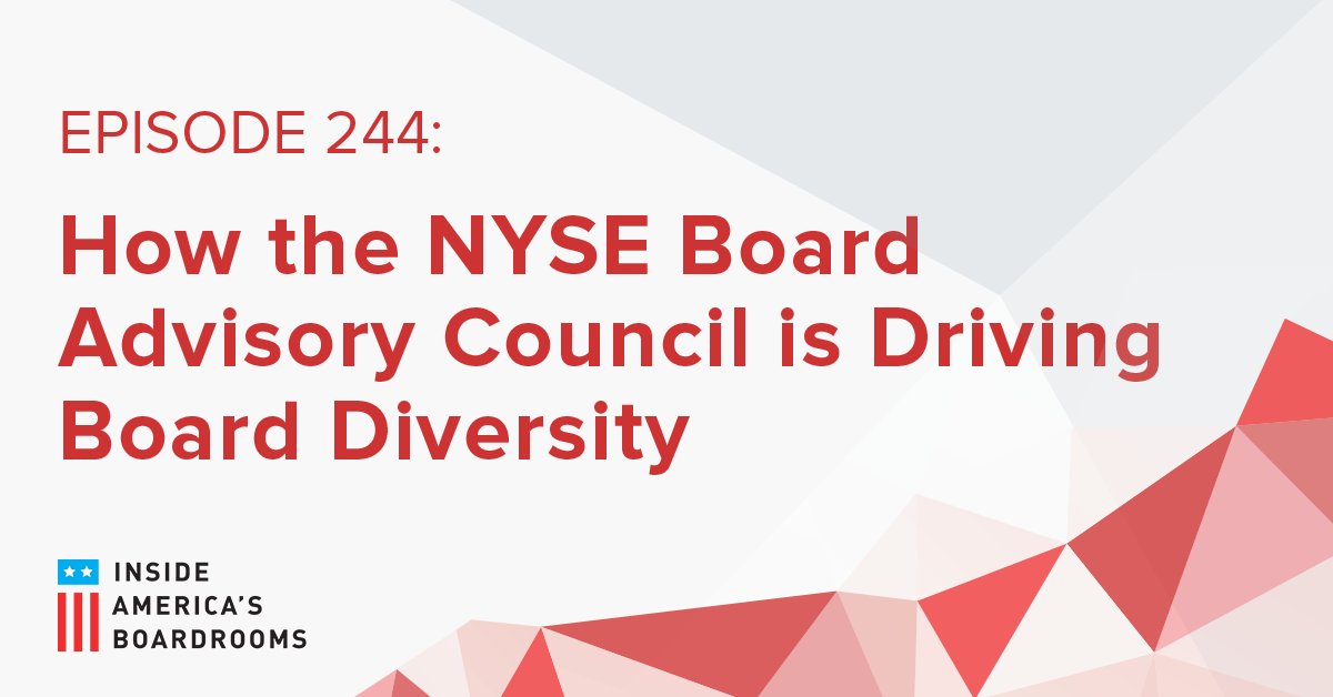 How the NYSE Board Advisory Council is Driving Board Diversity. bit.ly/374zJaw <a href="/BettyWLiu/">Betty Liu</a> <a href="/NYSE/">NYSE 🏛</a> #CorpGov