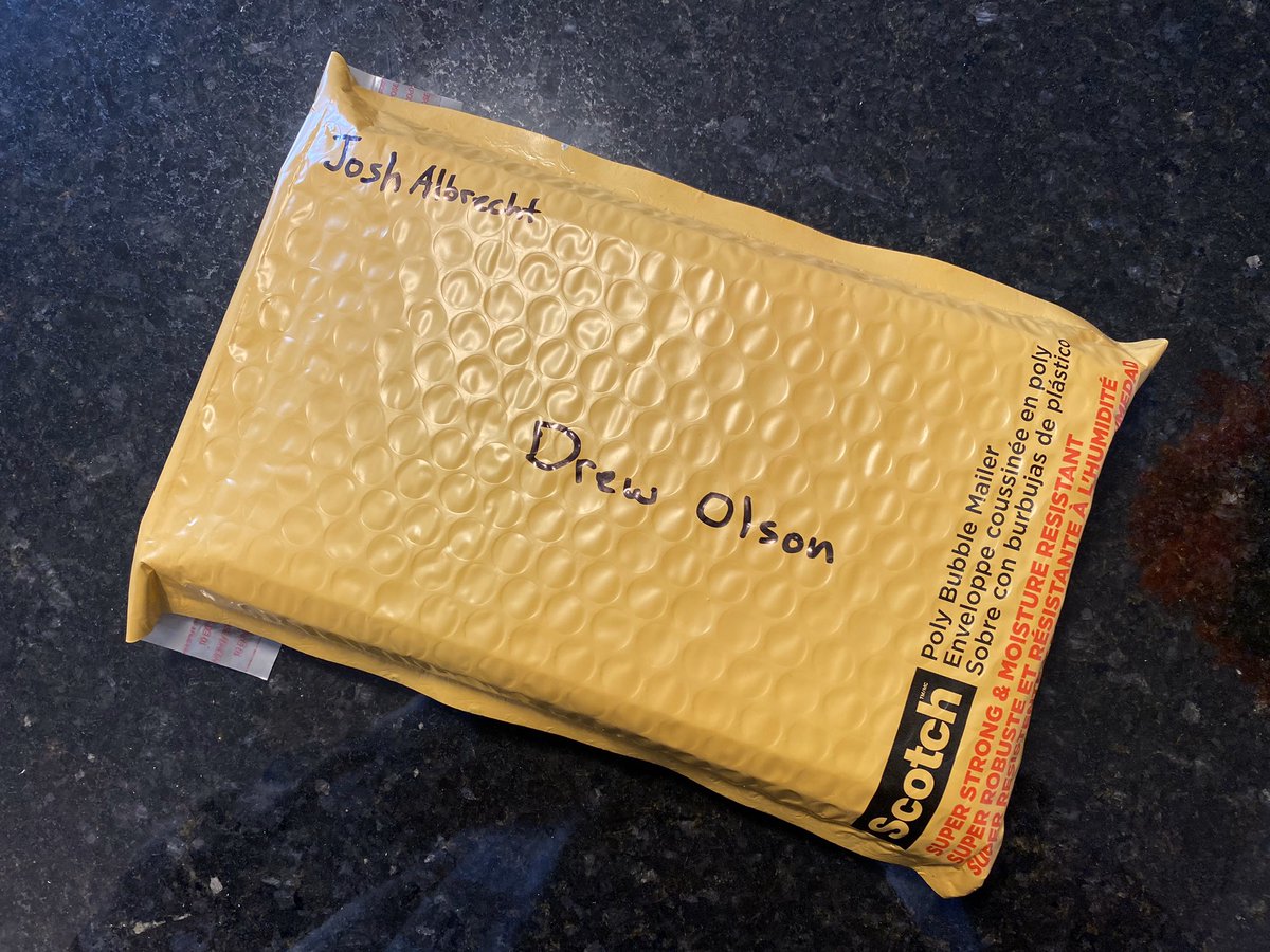 OnAirJosh's tweet photo. Today’s #30thingsin30days challenge was to send a letter to a friend or family member. I decided to send a letter with a gift to my friend @DrewOlsonMKE, challenge complete! @TheGameMKE @czabe @ericgitter https://t.co/VGXjJqm9sa