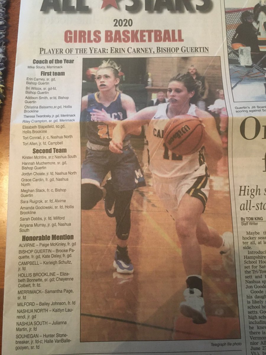 Congratulations to Sara Ruigrok for being named to second team Telegraph all stars! Congratulations to Paige McKinley for being named to Honorable Mention