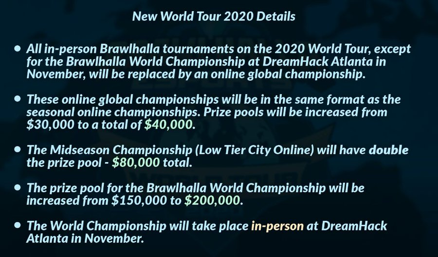 Important announcement via the esports dev stream today. New World Tour 2020 details.  #bhesports