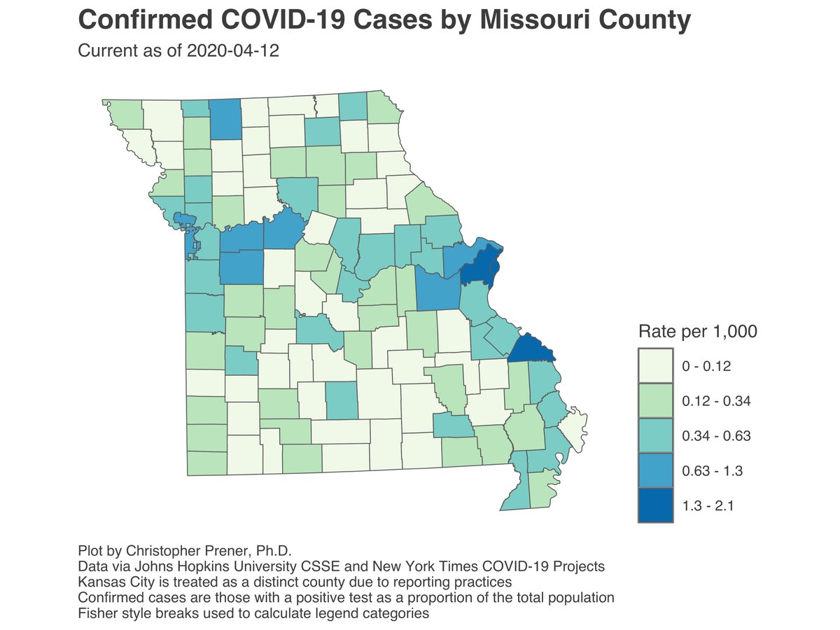 chrisprener's tweet photo. My early afternoon (sorry!) #COVID19 update 🧵 for Missouri: Two changes - I’ve changed how my data sets are built to deal with the continued data lags I was experiencing - will discuss more at end. Also have made tons of additions to the website - https://t.co/hLtVxFPKNo. 1/14 https://t.co/LfgZJm6Qs7