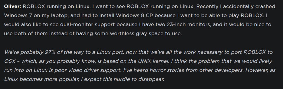 Openbsd Supremacy On Twitter This Was Written All The Way Back In 2012 And The Hurdle That They Speak About Has Pretty Much Disappeared Roblox On Linux When Https T Co X0toqgecsf - all the way roblox