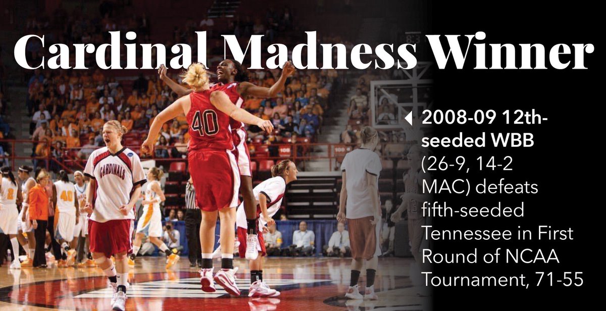 dn_sports's tweet photo. You, the fans, voted and out of 32 Ball State, athletes, teams and moments the 2008-09 12th seeded @BallStateWBB defeating fifth seeded Tennessee in the NCAA Tournament is the best @BallStateSports moment of them all!
@bsudailynews #CardinalMadness https://t.co/1FCL8KzMSd