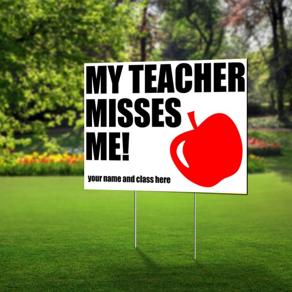 TazDrums's tweet photo. Who needs "MY xxx xxx MISSES ME" signs? I can do them on either white or yellow background. 2 colors. Single sided 18"X24" corrugated plastic sign board with "H" stand. your design choice - $18 each. PM me for details.#myteachermissesme #mygrandmamissesme #myproctologistmissesme https://t.co/s3Hc4IWLkU