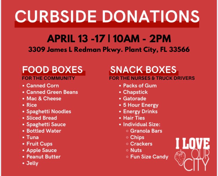 adambeamer's tweet photo. Food Donation Drop-off. Just pull under the covered drive and HONK. Thank you! https://t.co/gx77us0Zi4