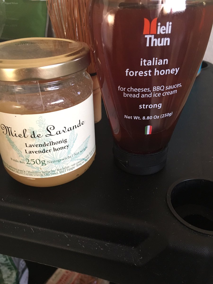 Britty420's tweet photo. Honey made in France and honey made in Italy! Still about €6 a piece over in Germany. https://t.co/NemwAmXX7Z