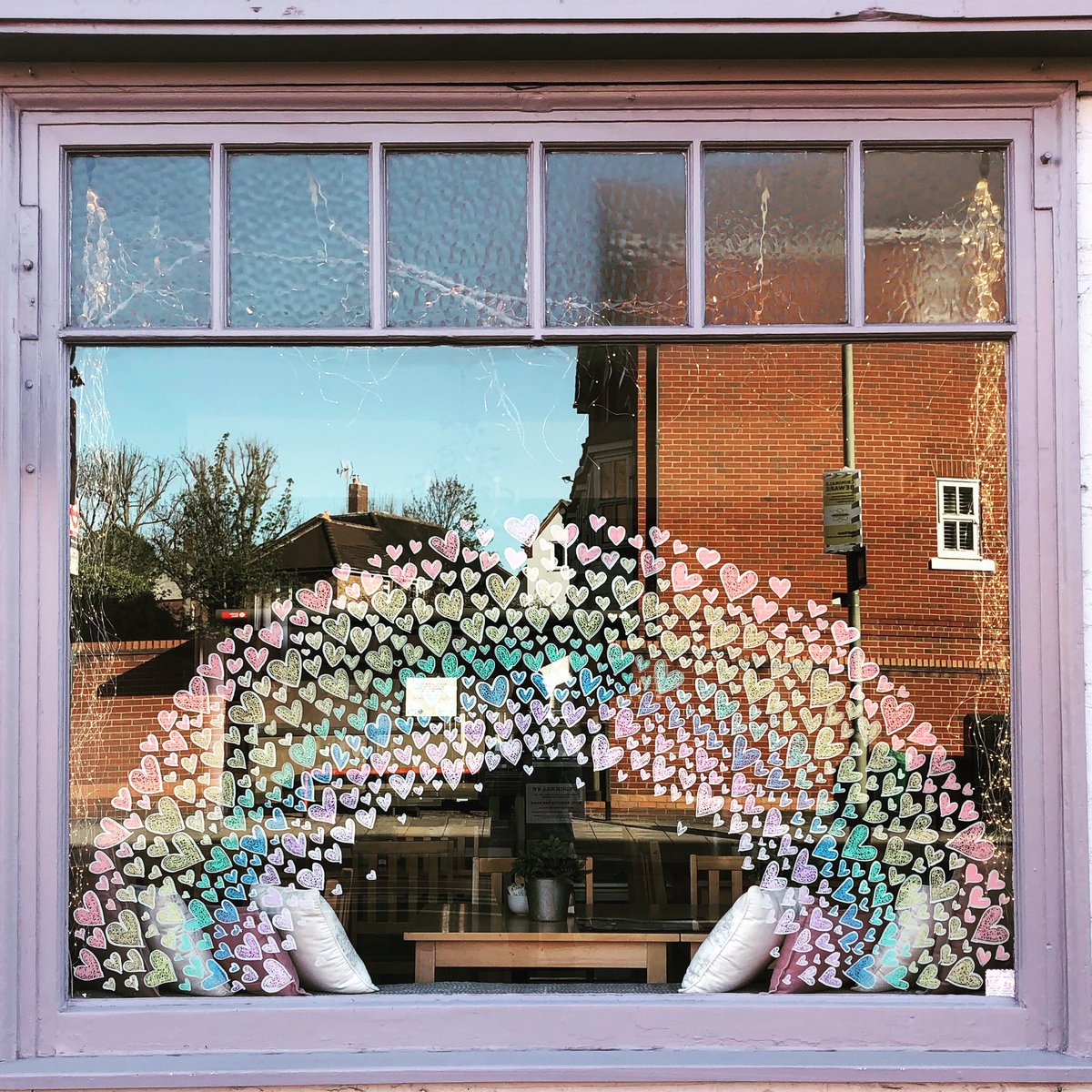 💜💕We hope this rainbow spreads a little joy for those passing by! For all of the amazing NHS workers, carers, key workers &amp; all you are doing during this scary time- we can’t thank you enough! 💕💜#chasetherainbow🌈 #rainbow #nhs #nhsheroes #rainbowsinwindows #rainbowofhope🌈