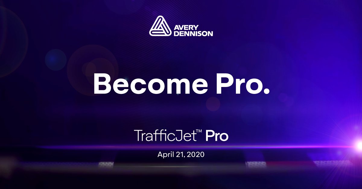 AveryDennison's tweet photo. Become Pro. TrafficJet™ Pro. Sign up for updates on the TrafficJet Pro digital printer, to be the first to see it in action when it becomes available in April 2020. https://t.co/TTKGQcfsTO https://t.co/qfsTwlR9dj