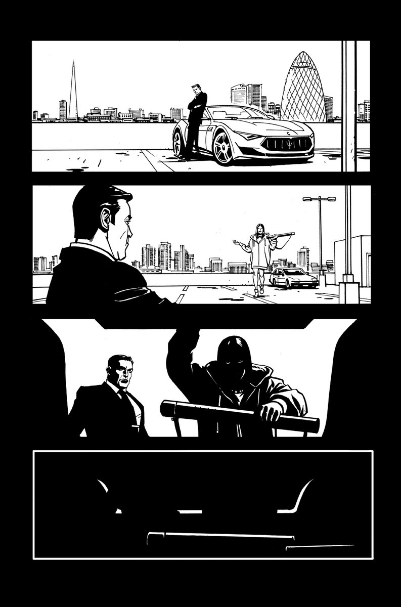 Getting a lot of requests to do tutorials so here's a process thread on storytelling. One of my fav sequences to draw from  #thiefofthieves, written by  @andydiggle & published by  @Skybound. A car chase set in  #london...