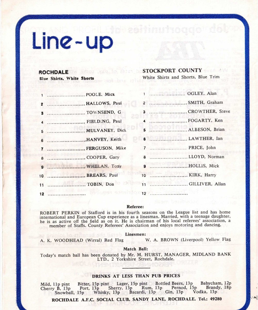 🆚 <a href="/officiallydale/">Rochdale AFC</a> / Rochdale
📆 Saturday 12th April 1975
🏆 English Fourth Division
📍 Spotland
👤 1,880

➡️ Match info: bit.ly/3cdlsuN

#HattersMatters #Rochdale #StockportCounty #RAFC #SCFC