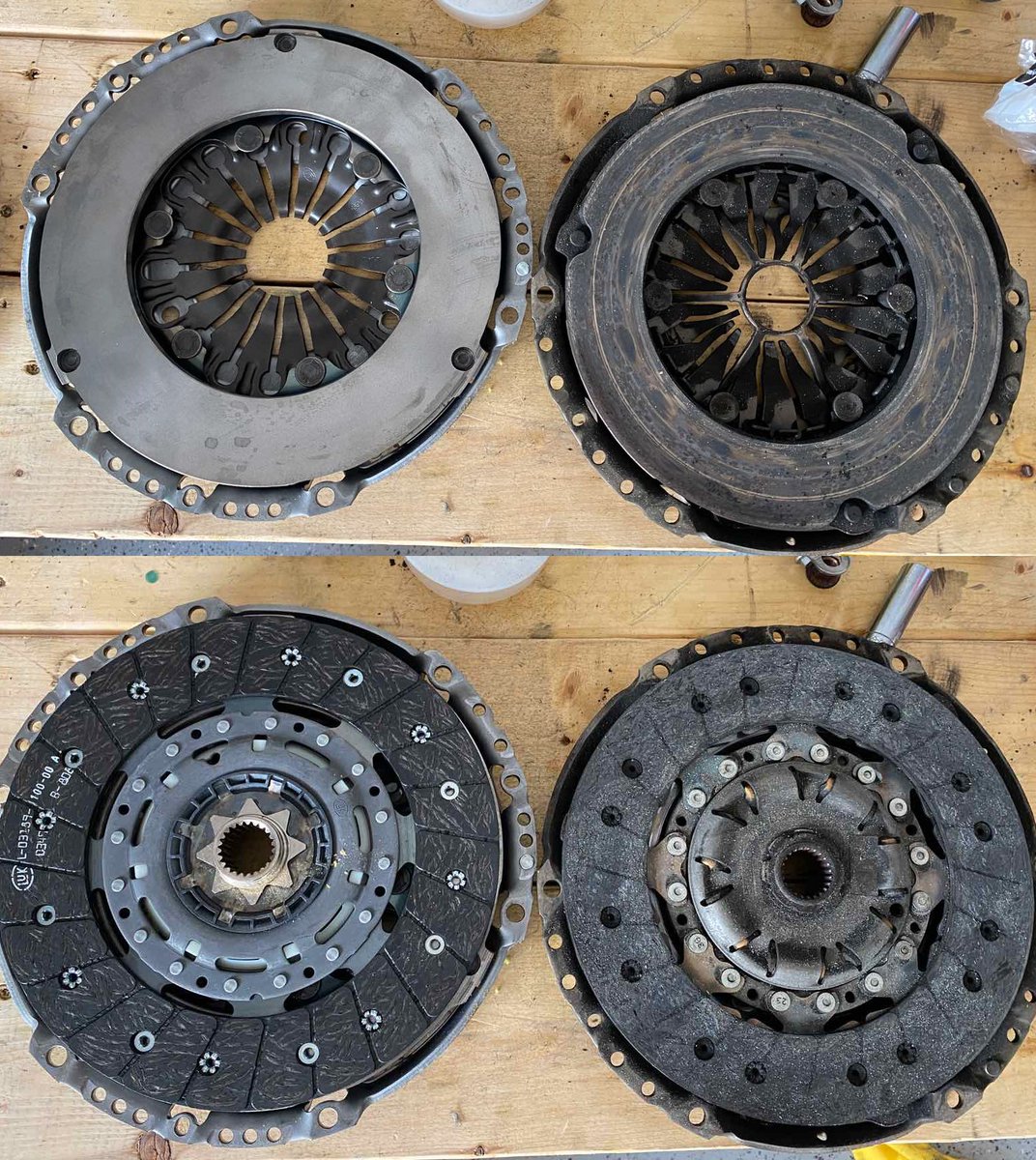 It was a little delayed because some parts had to be special ordered but our order from  @Tasca3 Parts is in and the Focus RS clutch set looks to be a match per our prediction. You can also see that the previous owner of our ST really used up the old clutch.