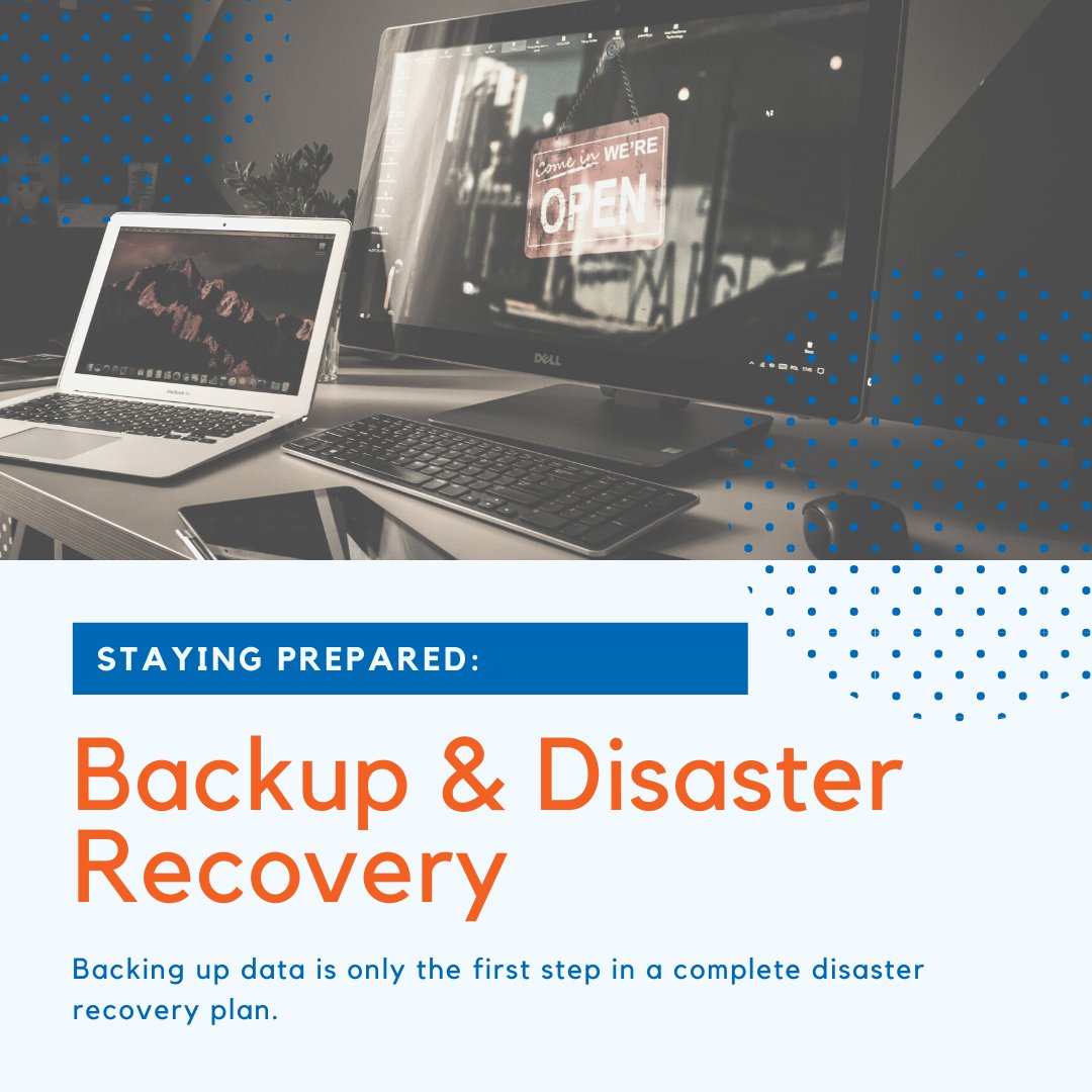 PACT_ONE's tweet photo. If you think “data backup” is synonymous with “disaster recovery” and aren’t sure what “business continuity” means, you’re not alone. We can walk you through it and make sure you're prepared. We've got your back! #DentalIT #BackupDisasterRecovery #PactOne #StayPrepared https://t.co/QhPbr0Ceqp