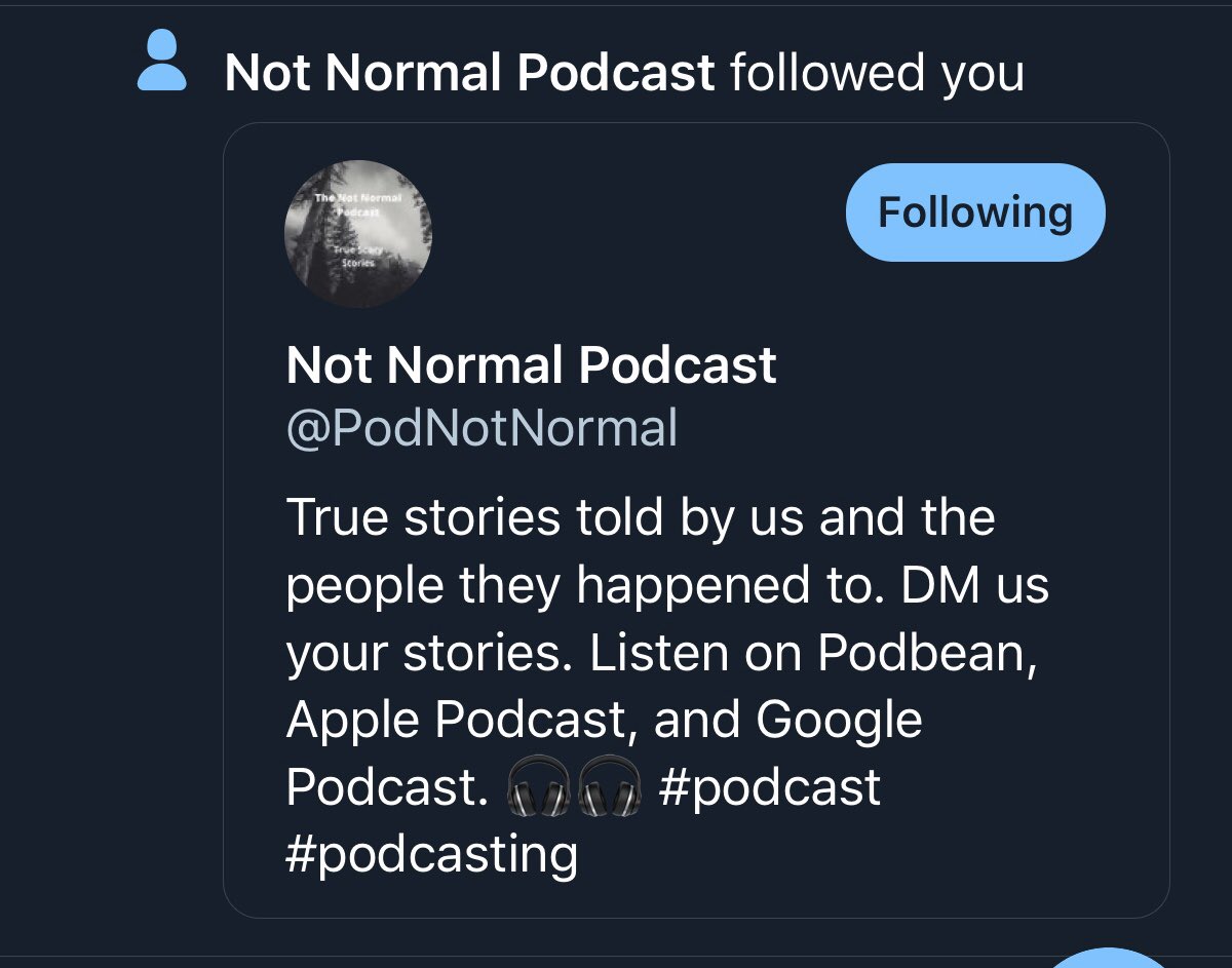 J9nKidz's tweet photo. @PodNotNormal Hey Guys! Thanks for the follow.... I think😂🤷🏻‍♀️🧐. Made me immediately think:  “you know you’re not normal when”....you wake up, check twitter notifications &amp; see:

🤷🏻‍♀️Self-admitted not-normal person here. Anytime you need a story, I LOVE Podcasts &amp; lots to share! https://t.co/B9A5HxCtAM