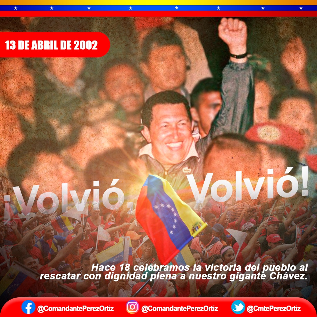 CmdtJavierPerez's tweet photo. #13Abr| El pueblo de Bolívar en unión cívico militar jamás será vencido, valientes patriotas que liberaron del secuestro al comandante Hugo Chávez Frías. La Revolución de Abril fue la muestra más grande de amor hacia la Patria, la libertad  y venezolanos 
#AbrilDeVictoriaPopular https://t.co/xX3UHrtHgg
