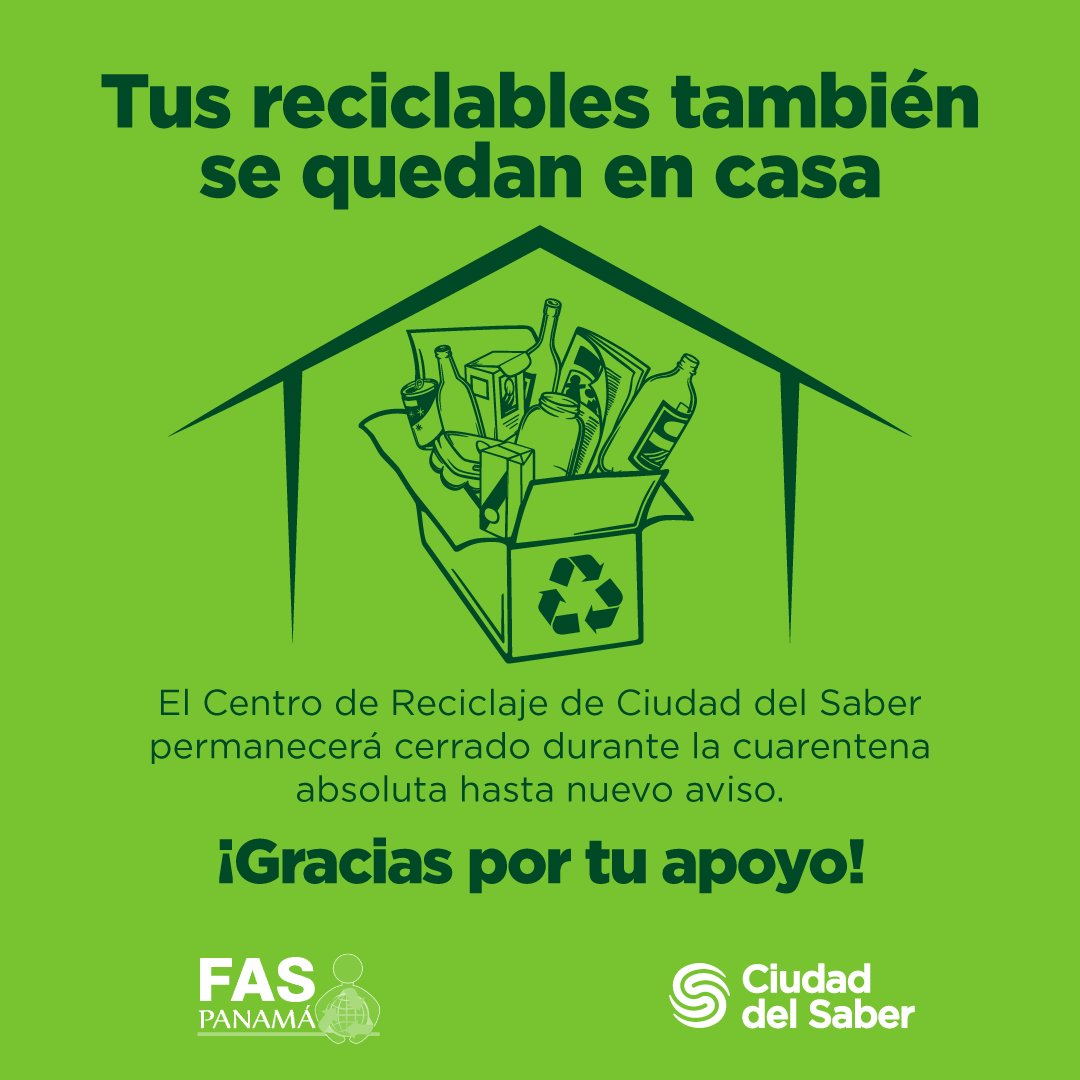 CiudaddelSaber's tweet photo. #QuedateEnCasa #recicla @FASPANAMA https://t.co/sTQpTJocv1