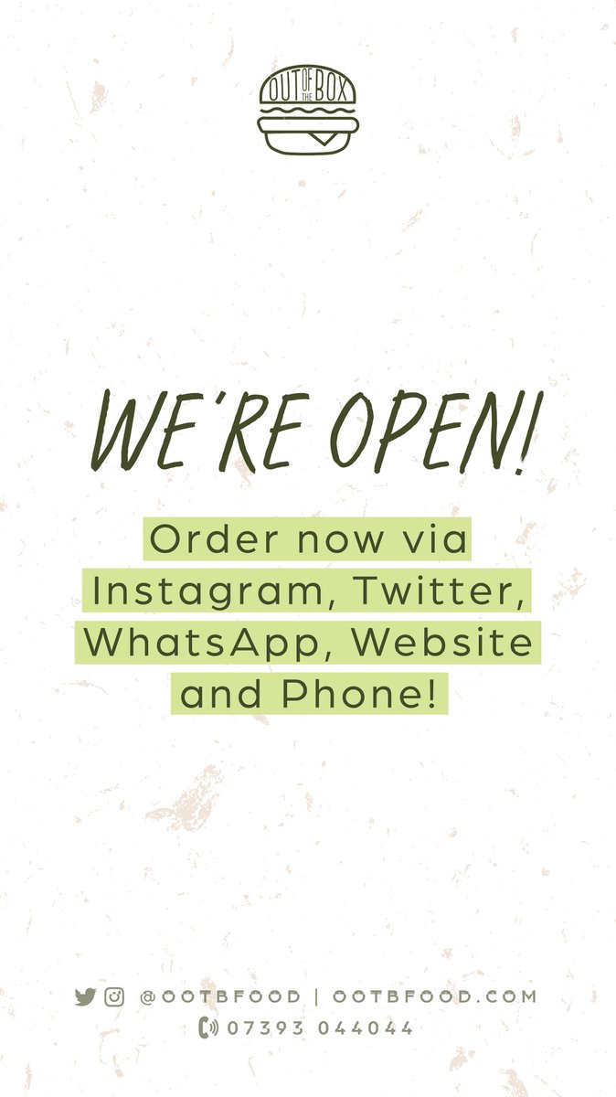 WE'RE OPEN!

We have a lot of new things on the menu, including wings and milkshakes 😋.

Drop us a call on 07393 044044 to ask us what we have in store!