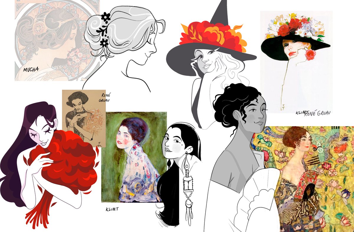 a klimt/mucha/gruau warmup ✨ 