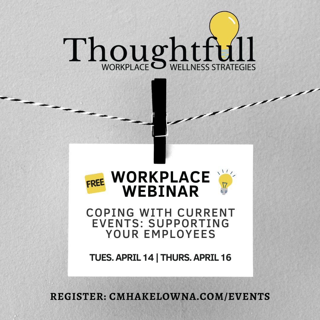 Staying open as an #essentialservice, or pivoting to a #workfromhome strategy, both require significant adaptations 

Our webinar is designed for employers, managers &amp; supervisors to help you support employee #mentalhealth during this crisis

📝 Register: cmhakelowna.com/events/