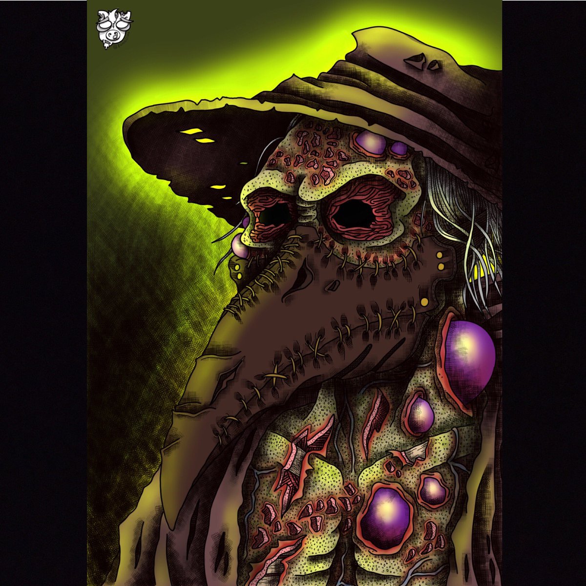 ZombOink's tweet photo. Finally added colour now to just add to the front cover ! #art #artist #bubonic #characterdesign #comic #conceptart #darkart #deadly #death #digitalartwork #followart #horror #horrorcomic #illustration #pandemic #plague #PlagueDoctor #lineart #digitalcolour https://t.co/VS7P2DnMFu