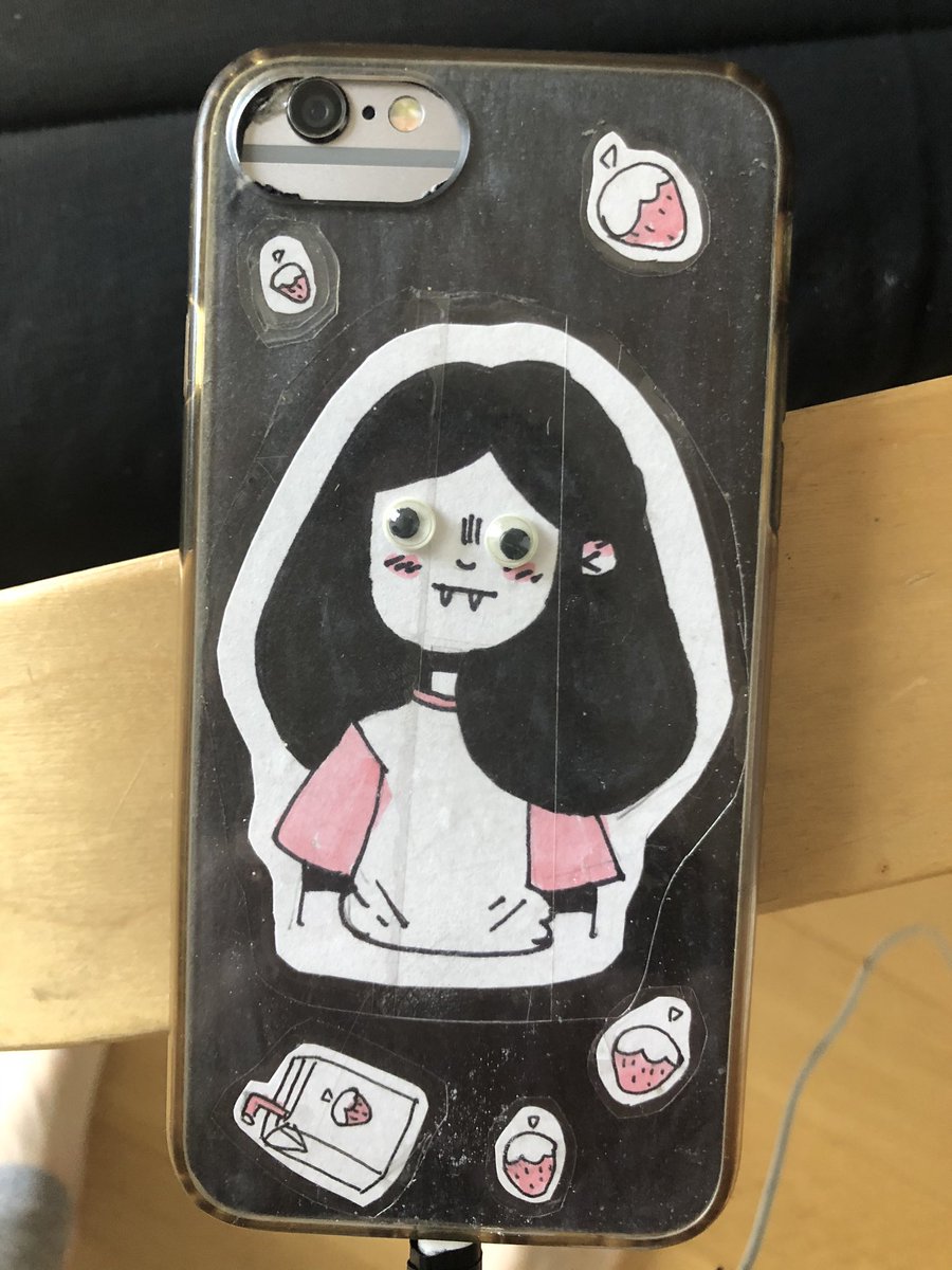 My 13 year old was not impressed by my addition to her phone case (I didn’t even get an eye roll  lol)I guess I was tampering with her original art (her original work is on the left)