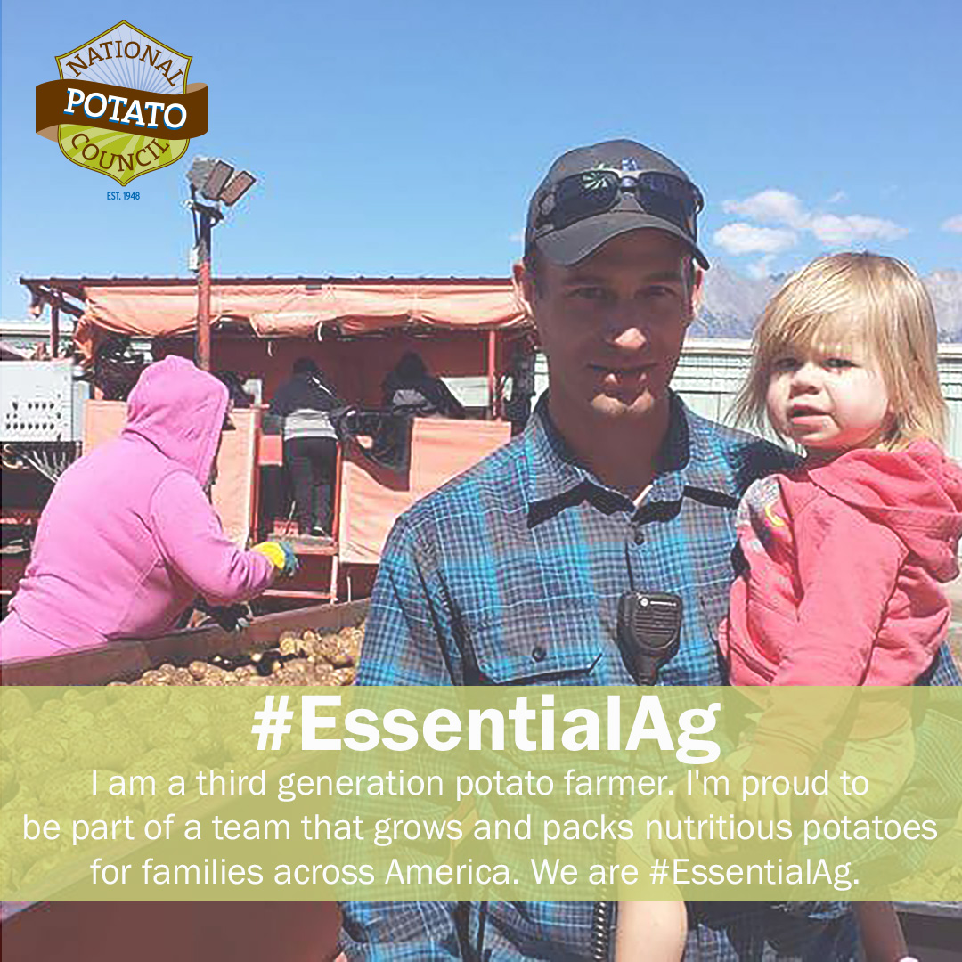 ThisSpudsForYou's tweet photo. Jared Smith from Three S Ranch, Inc. along with co-owners Monty Smith and Cole Wakasugi grow russet, red, and yellow potatoes for the fresh market in Colorado's San Luis Valley. They are #EssentialAg. @CPAC2 https://t.co/0lkD7m5V8F