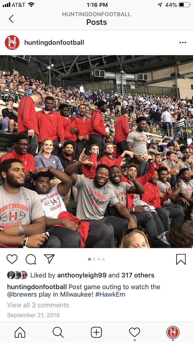 HawksFootball's tweet photo. The way we travel is today’s #HCDifferenceMakers. We had a charter flight to TX, flew to WI and caught a Brewers game after we played, stayed in the nicest hotels, ate like kings, and our awesome faculty cancels class when we leave so our guys never missed. True business trips. https://t.co/ugAzjBaoyF
