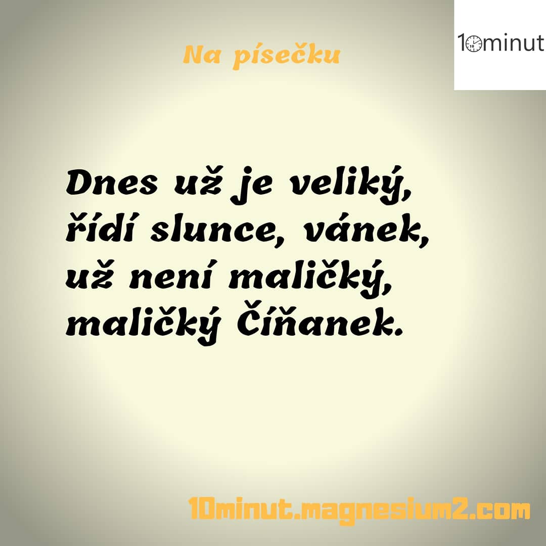 10minut_'s tweet photo. Hrál si na písečku,
kousl do řízečku,
se psem se proběhl,
přečetl knížečku.

Původně na https://t.co/mpVyEQlvVv

#kazdydenjednabasen #10minut #basen #poem #poetry #poezie #poeta #verse #versotepec #pisen #batole #cinanek #cina #rizek #pes https://t.co/1wOEoKQrzf