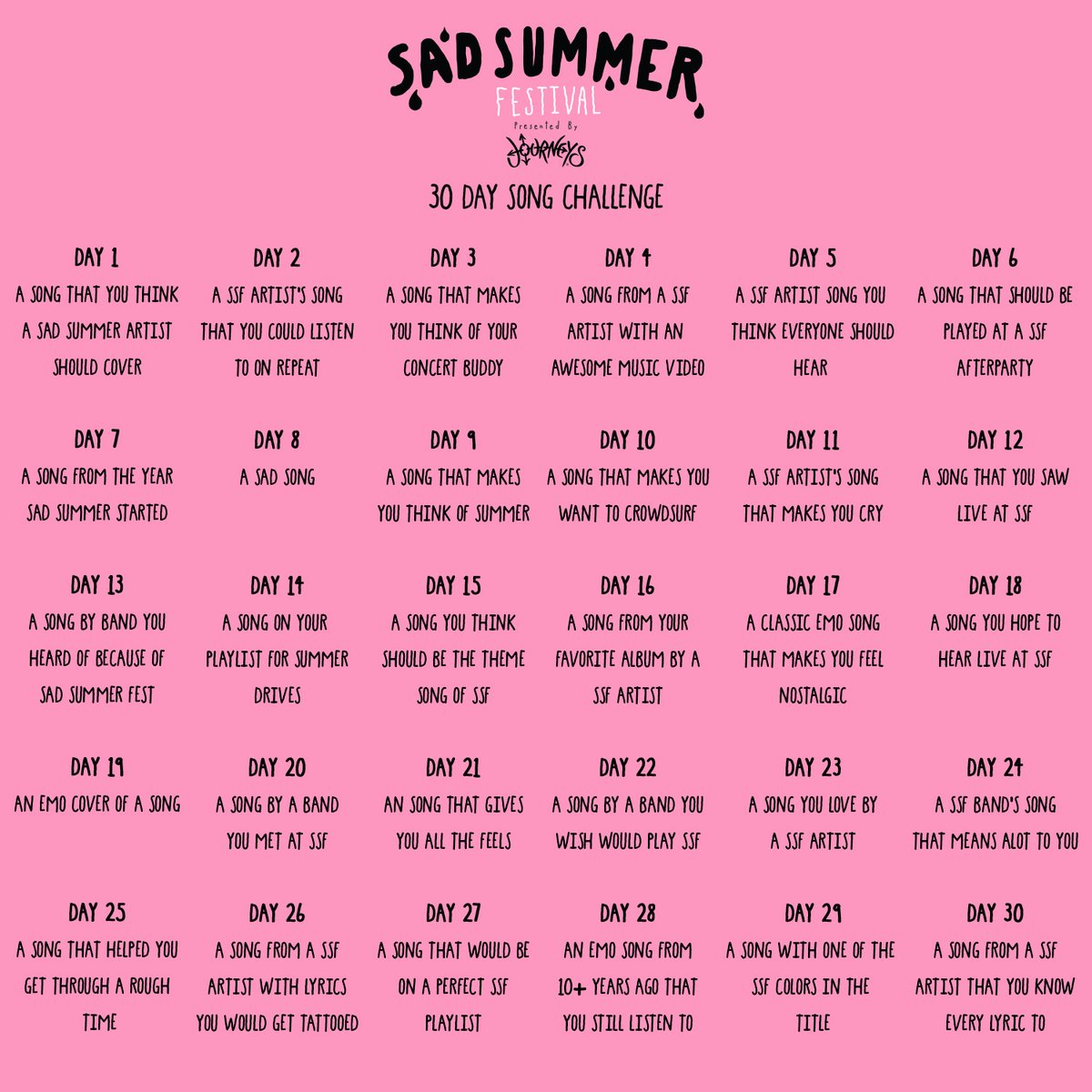 Sadsummer On Twitter 30 Day Song Challenge Sad Summer Fest