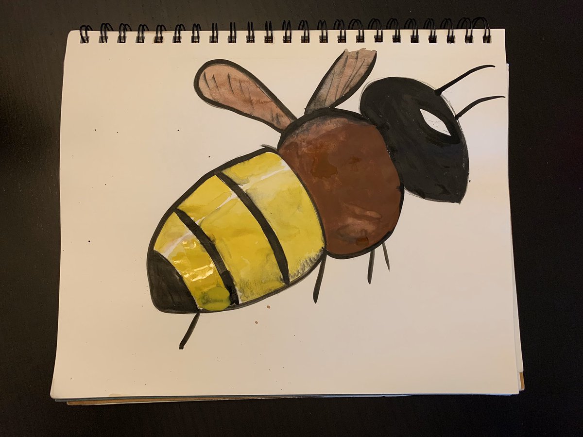MrsHaanMBE's tweet photo. Sometimes when I feel like I need a break, doodling helps me refocus. Today, I had some fun with watercolor! This doodle was inspired by an Authors in April book- Can you guess which one? @MBEPTA #MBEArt https://t.co/B9OWvrcGQh