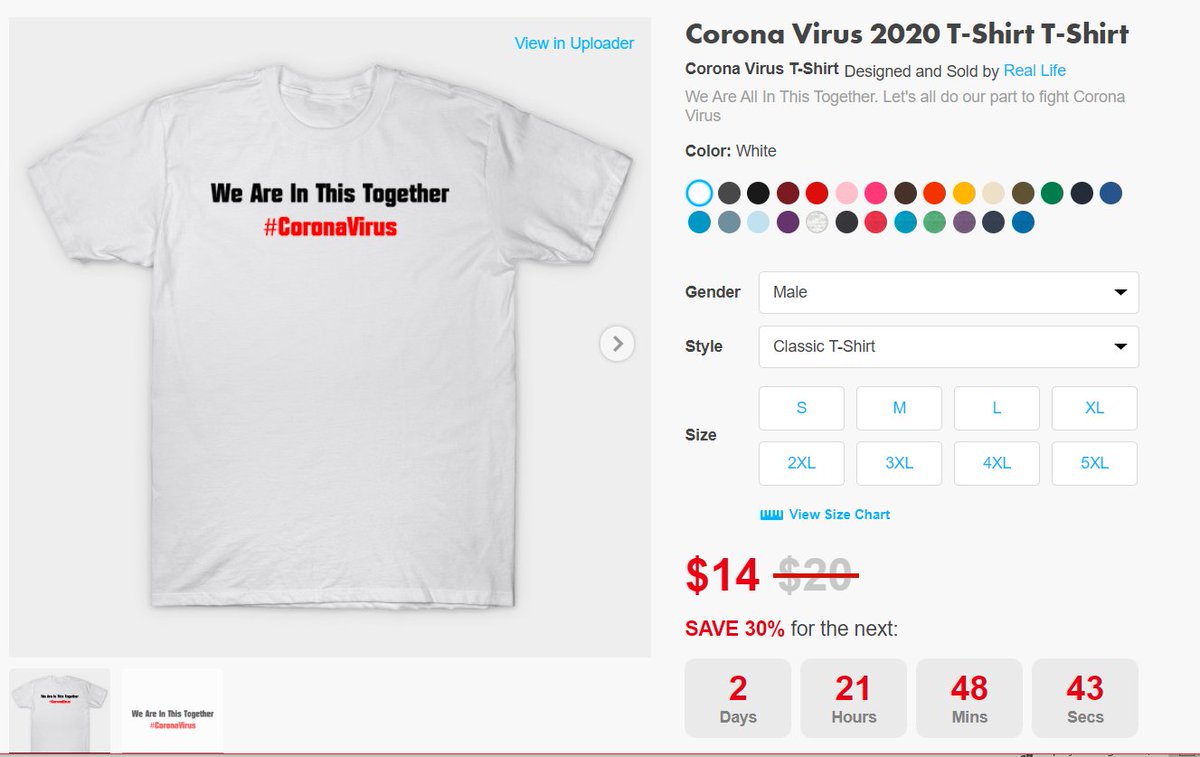 RealLifeDesign2's tweet photo. Shop our T-Shirts to show support during these crazy times! #COVID19 #WeAreAllInThisTogether #coronavirus #fightagainstcorona https://t.co/jj39zzbcxD https://t.co/9pLHMLes90