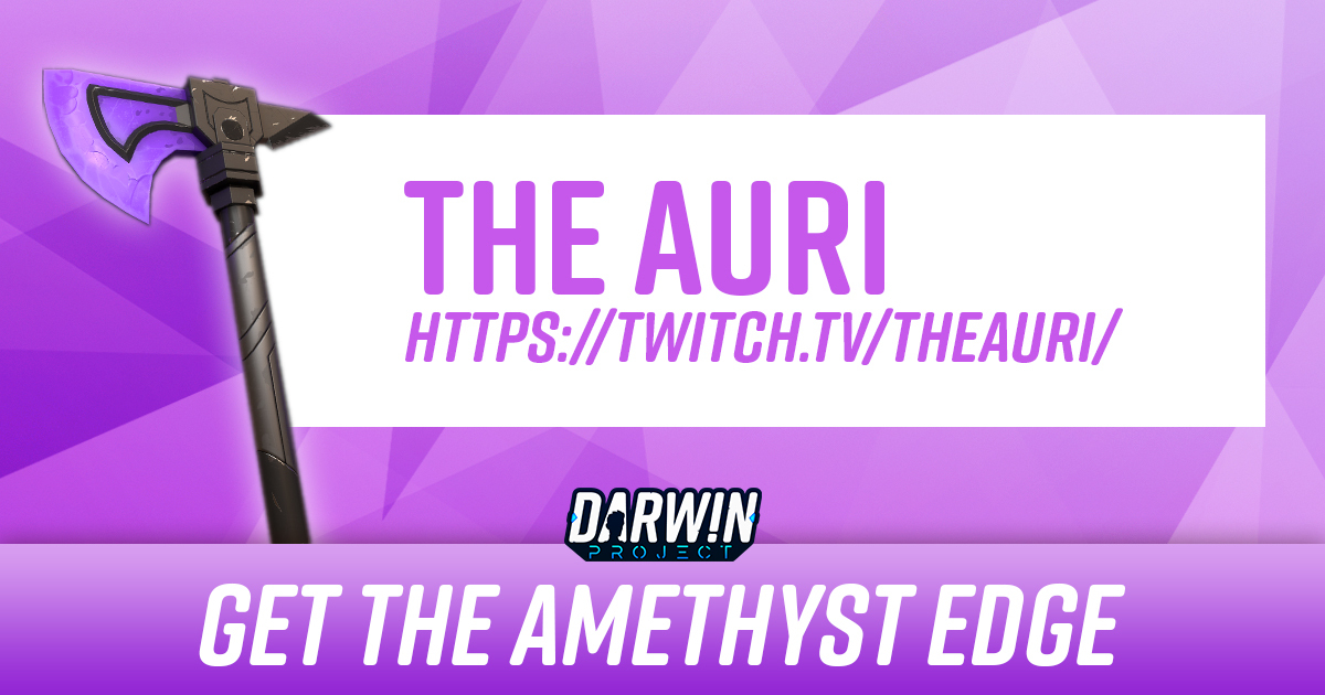 DarwinProject's tweet image. Join @TheAuri_ now live on @Twitch playing #DarwinProject with #TwitchDrops enabled to earn the new exclusive axe!
▶ twitch.tv/theauri
