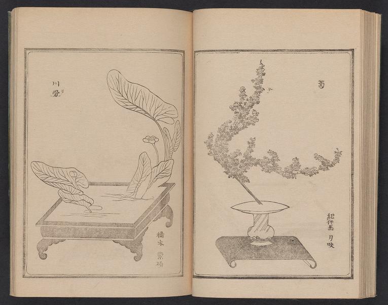 Looking to get into flower arranging with your downtime? Try the 1818 Enshū-ryū kaku, by Shibata Sōseki:  https://library.si.edu/digital-library/book/enshuyryuykakuv1shib