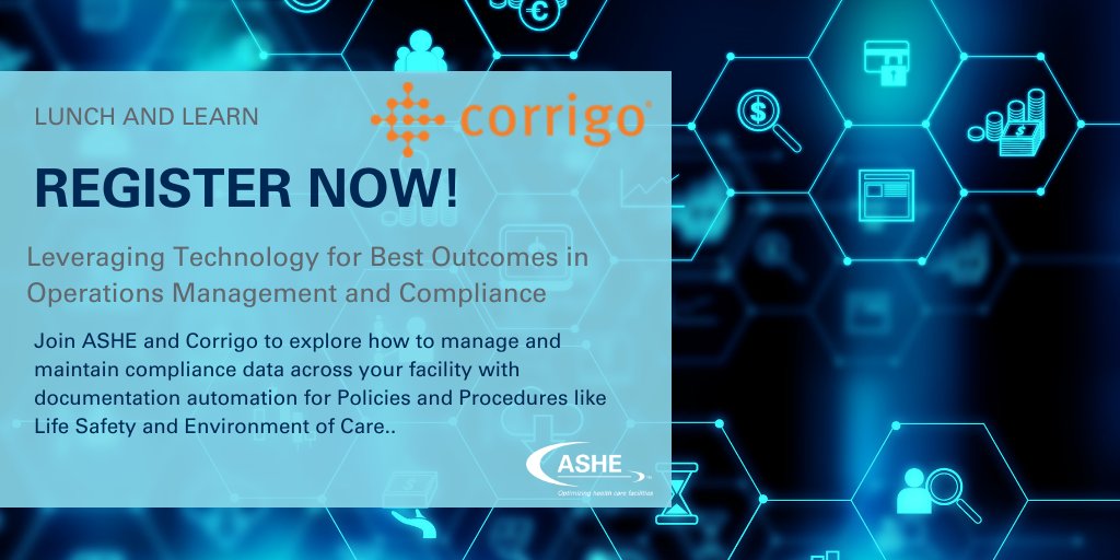 Join ASHE and Corrigo for a Lunch and Learn on June 3 to understand how to leverage asset histories to identify candidates for AEM (Alternative Equipment Maintenance), implement changes, and monitor your program using technology. Register now: ashe.org/lunch-learn-co…