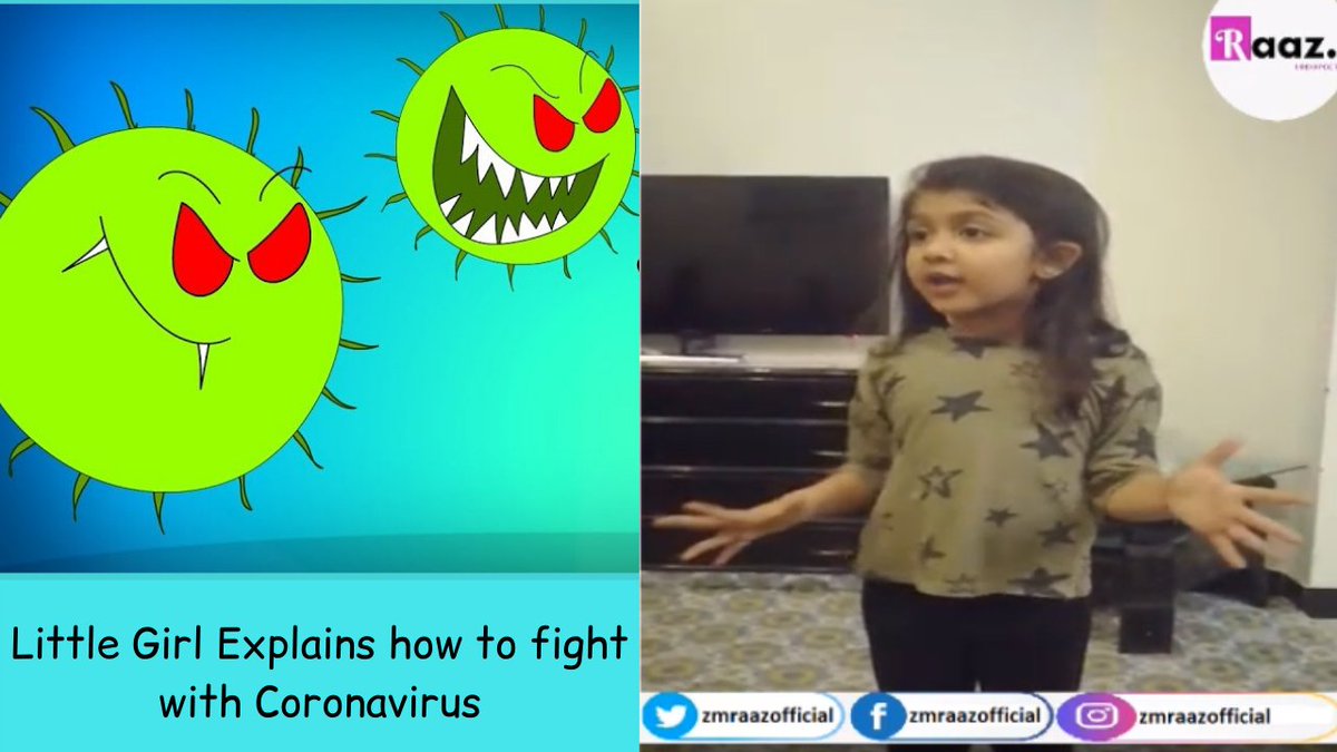 officialzmraaz's tweet photo. Little Girl Explains How To Fight With Coronavirus..
Watch Video here- https://t.co/VdzGPrALLA

#Coronavirus #Coronafight #coronaexplained #coronaupdate #coronavirusknowledge #COVID2019  #coronainhindi #corona #socialdistancing #StaySafeStayHome #Lockdown2 #coronavirusindia https://t.co/W2QkTgZSP7