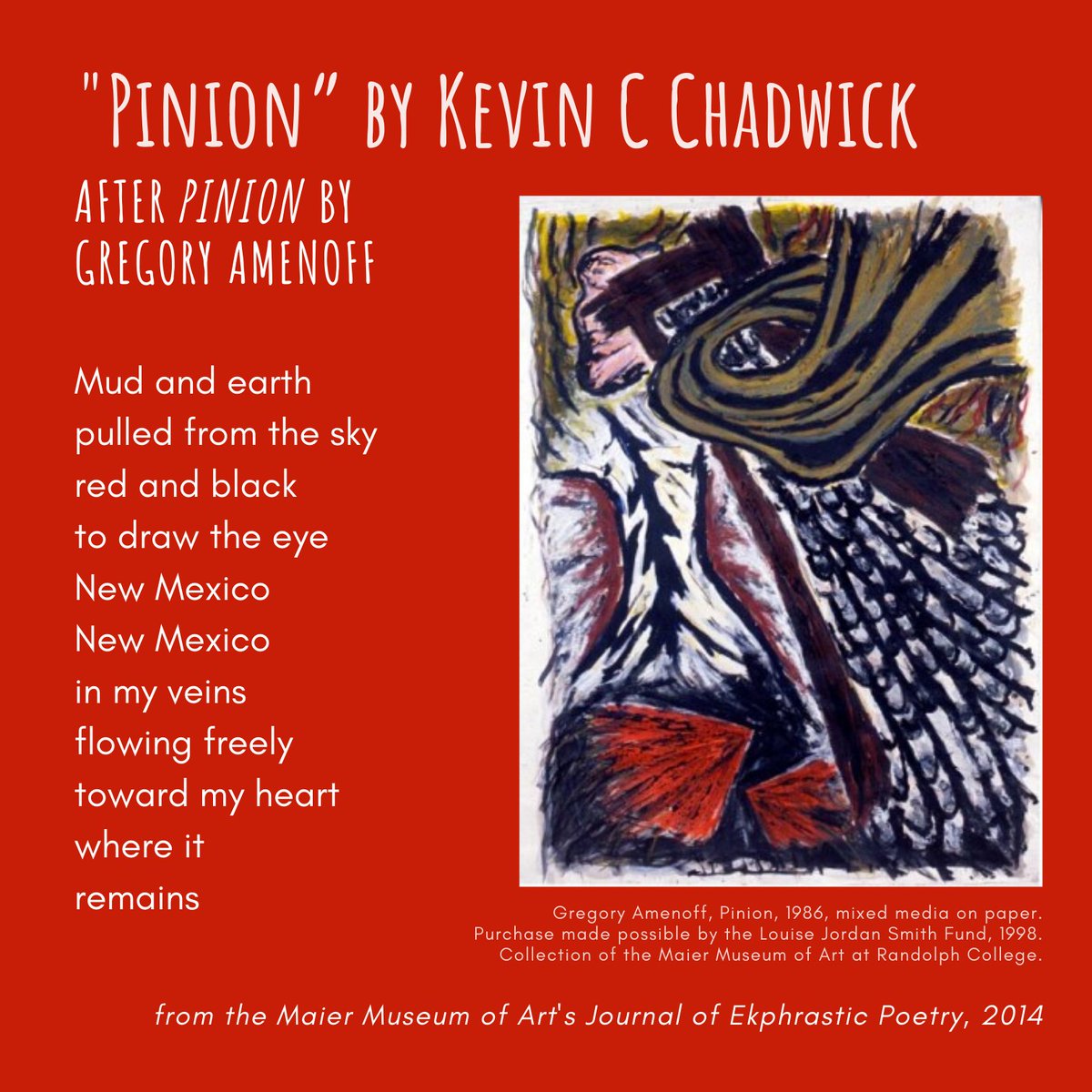 MaierMuseum's tweet photo. Read more poems from our Journal of Ekphrastic Poetry and learn how to submit your own poems at https://t.co/np1lSFO4c4

#ekphrasticpoems #poetry #poetrycommunity  #poem #poet #poems @POETSorg #MaierEkphrastic #nationalpoetrymonth #poet #ekphrastic @randolphcollege https://t.co/LjJ0tV1V6J