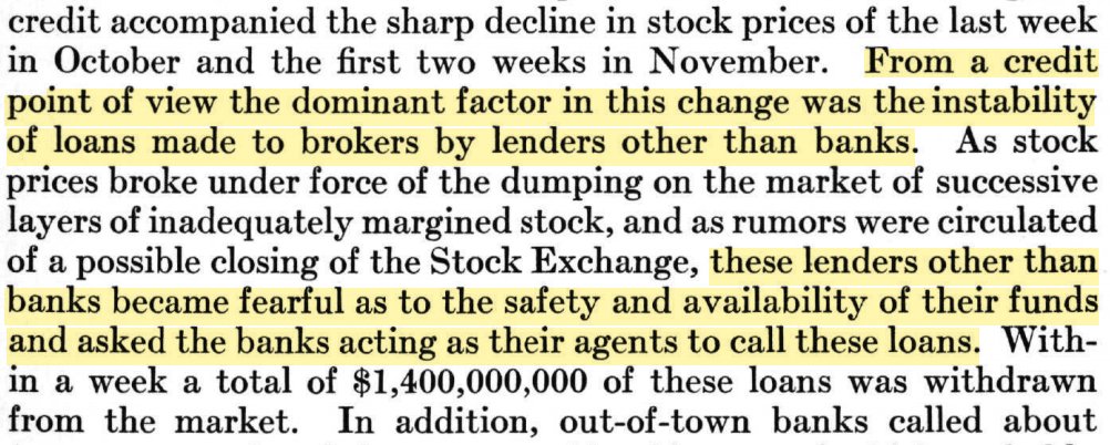 11/However, I suspect a primitive shadow banking system strained under the Fed’s quantitative tightening actions.(src Federal Res, Dec. 1929)