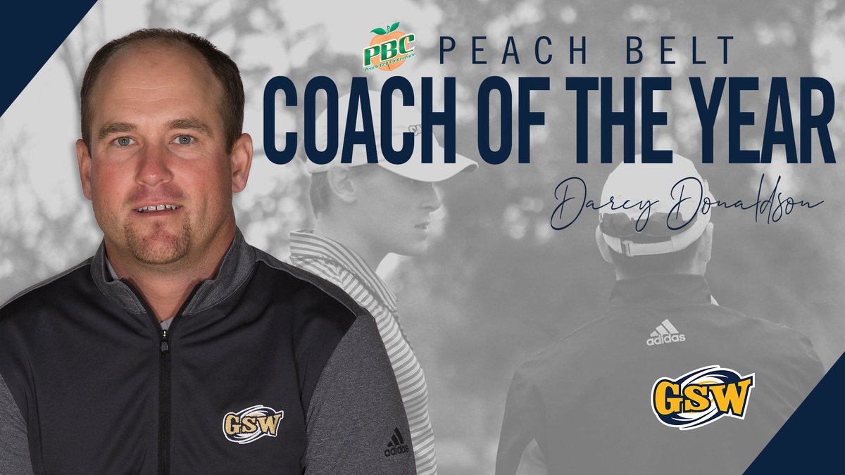 GSW Athletics (@gswathletics) on Twitter photo CONGRATS to Darcy Donaldson for being named the <a href="/PeachBelt/">Peach Belt</a> Conference Men's Golf Coach of the Year!
Coach Donaldson led @GSW_GOLF to a year-end NCAA Division II ranking of No.1 in both the coaches poll and the Golfstat computer rankings. CONGRATS to Darcy Donaldson for being named the <a href="/PeachBelt/">Peach Belt</a> Conference Men's Golf Coach of the Year!
Coach Donaldson led @GSW_GOLF to a year-end NCAA Division II ranking of No.1 in both the coaches poll and the Golfstat computer rankings.