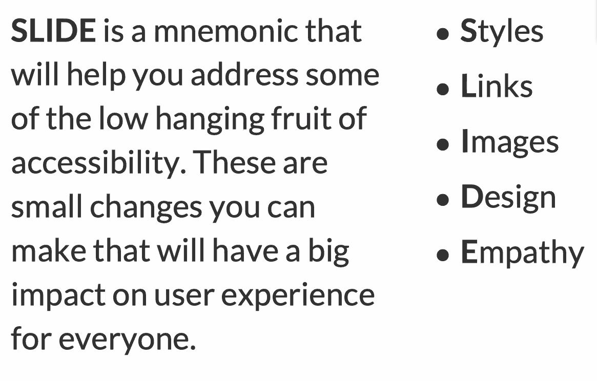 I'm enjoying learning about creating accessible slides and documents as we pivot to  #OnlineLearning with  @eyeonaxs and  @min_d_j.Remember to use Styles, Links, Images, Design, and Empathy (or Evaluation). TY  @CAST_UDL