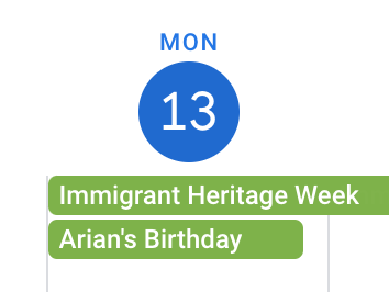 Today, Apr 13th, is the official start of Immigrant Heritage Week in New York City. Est in 2004 & in collaboration with the Mayor's Office of Immigrant Affairs, it's a week that celebrates all of the contributions immigrants have made to this city and US. (My GCal!) /1