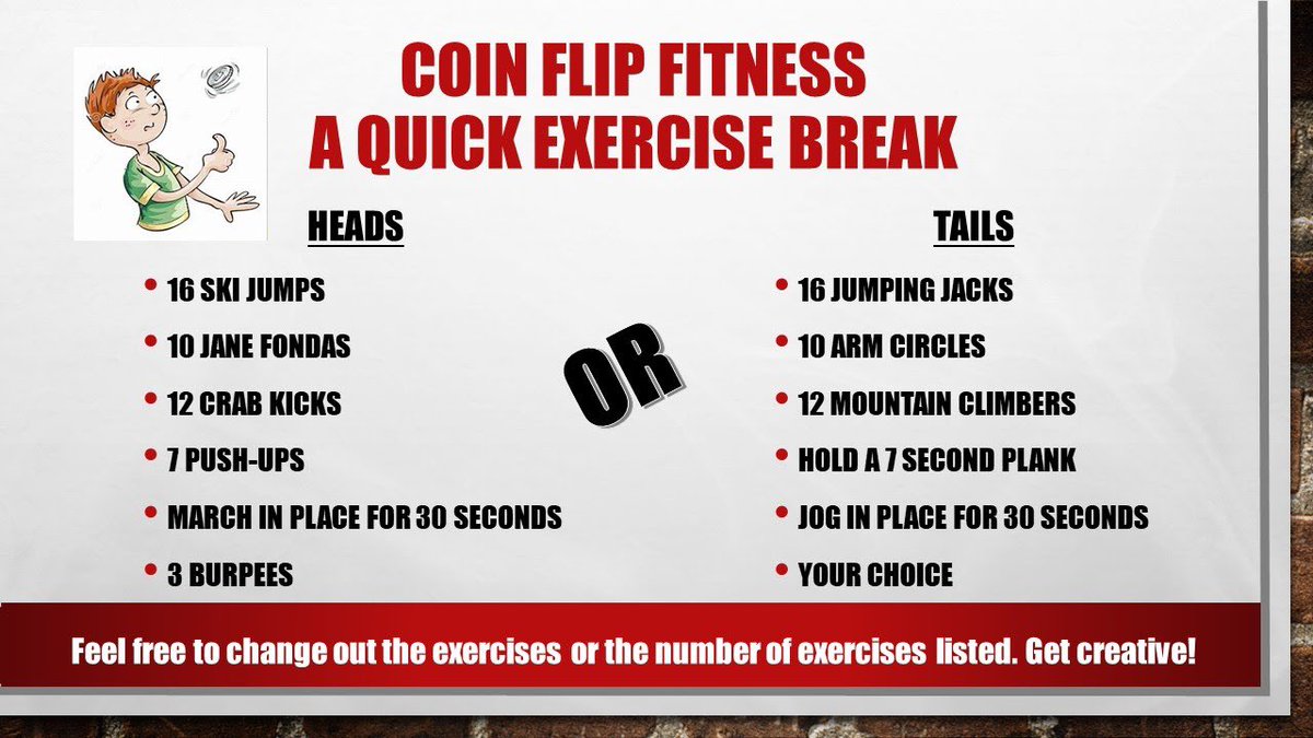 sportypirate05's tweet photo. Hey @MREmavs need a little break? Grab a coin &amp; flip along 👍🏼 #exercisebreak #stayactive https://t.co/al3hlqzz7t