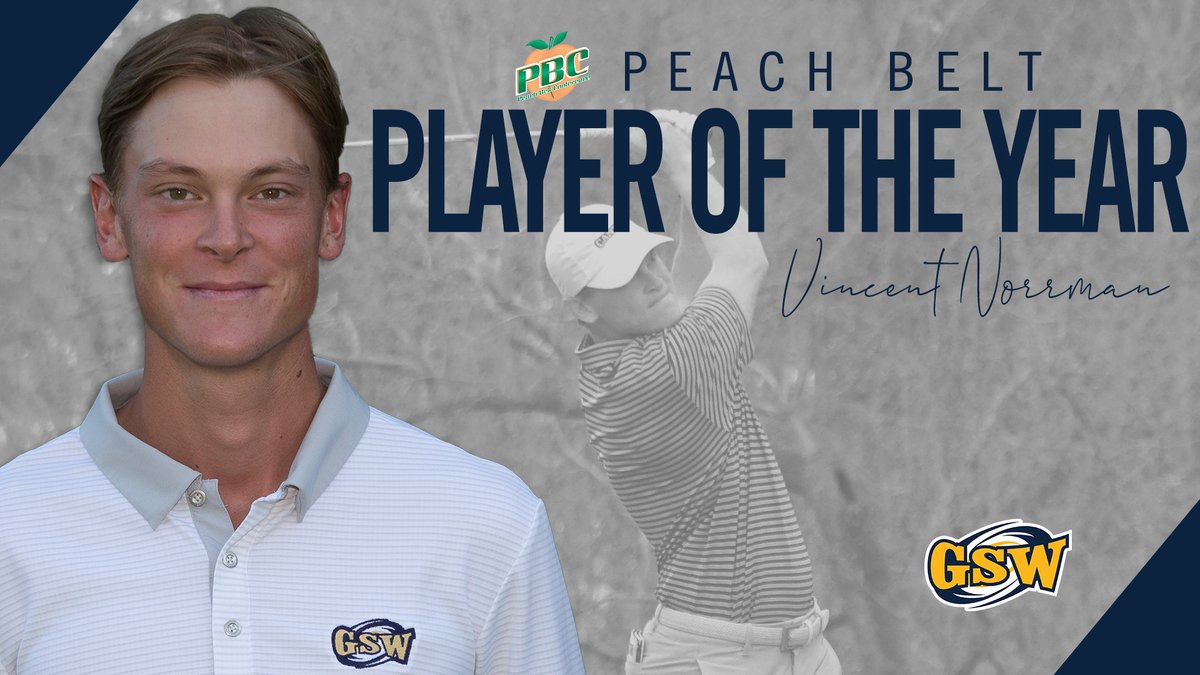 CONGRATS to Vincent Norrman for being named the 2019-20 <a href="/PeachBelt/">Peach Belt</a> Conference Men's Golf Player of the Year! 

He set a PBC single-season record with a 69.10 stroke average, the 1st time in league history a player has had a sub-70 average for a season. Won 5 of 7 events played.