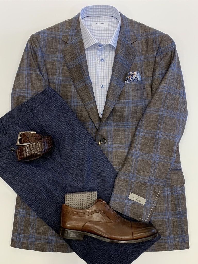 Maloufs's tweet photo. We can still get you ready for spring! We can deliver or ship items to you, such as this Canali Sport Coat, Eton Shirt and Pocket Square, and Incotex Dress Slacks! For more detail on any item, please email justin.hernandez@maloufs.com or michael@maloufs.com! https://t.co/l0A0sOQaE4